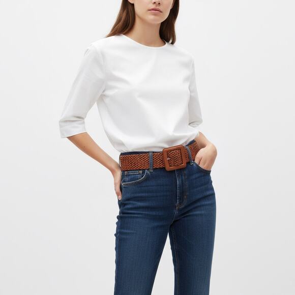 NWOT Banana Republic Woven Belt Women's Small Brown Genuine Leather Classic Boho - Picture 2 of 8